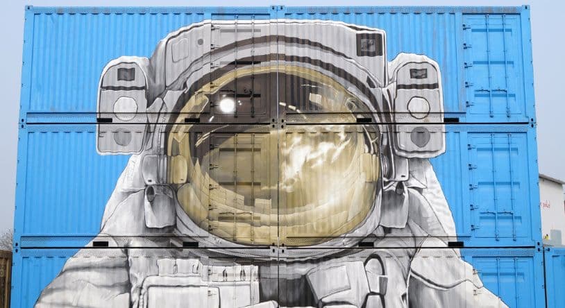 used shipping containers as art display