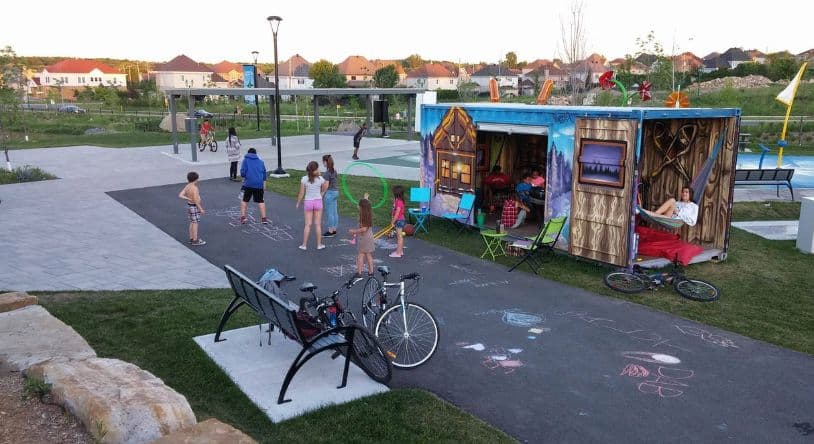 used shipping container as community structure